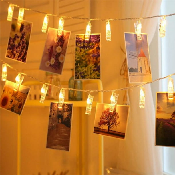 Balems String Lights with Clips 50 LED Photo Clips String Lights for Bedroom Wall Display Polaroid Hanging Pictures (Without Battery) - Walmart.com