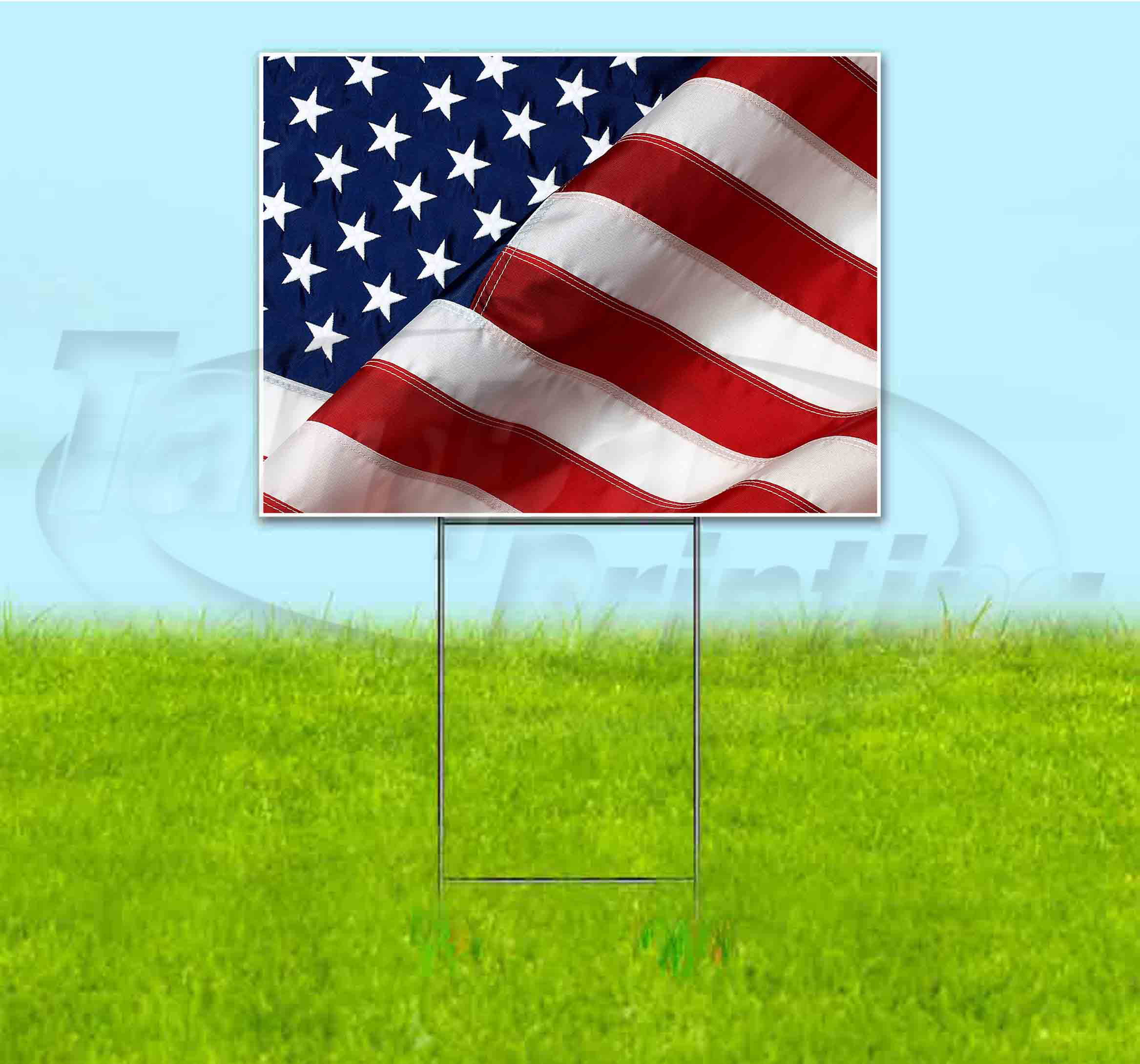 10pk of 18"x24" Two Sided Yard Signs with Stepstakes USA 1776 Betsy Ross Flag 