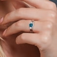 thumbnail image 5 of 10K White Gold London Blue Topaz White Moissanite and Lab Grown Diamond 3 Stone Bridal Engagement Wedding Ring Set for Women (2.34 Cttw, 5MM and 3MM Cushion Cut, Available in Size 5, 6, 7, 8, 9), 5 of 6