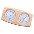 thumbnail image 1 of Termómetro higrómetro de madera 2 en 1 para sauna, doble esfera, 0-100 % de humedad, para baño de , temperatura de 10-120  degreeC, 23,5 x 13 x 3 cm, 1 of 9