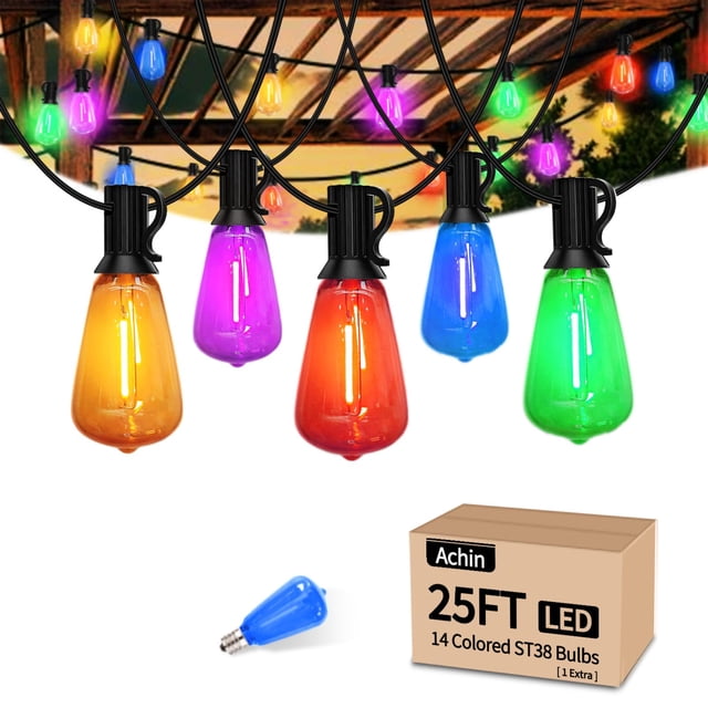Guirnalda de luces LED multicolor para exteriores Achin de 7,6 m, impermeables