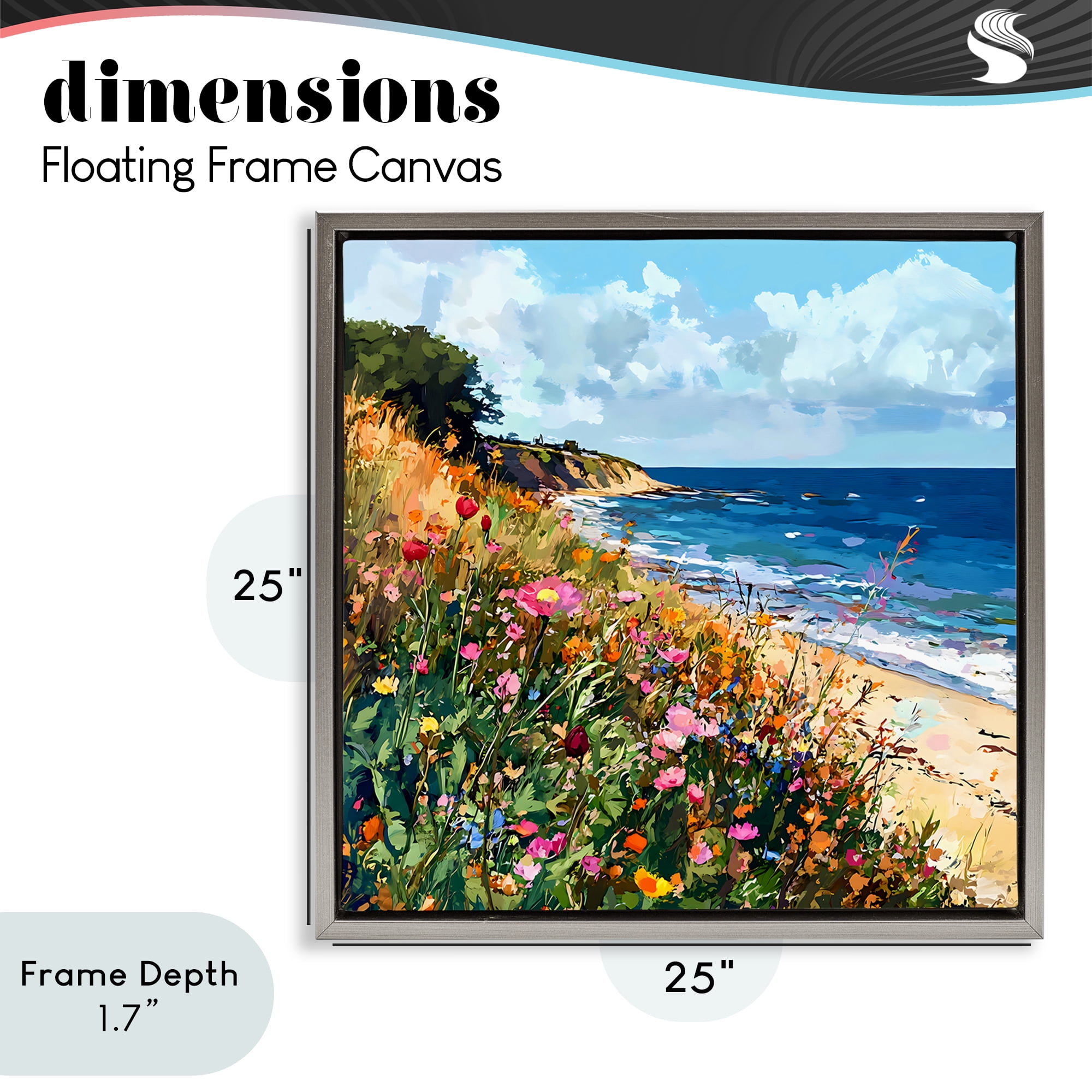 Stupell Industries Enchanted Oceanside Meadow Gray Framed Floater Canvas Wall Art, design by Creative Studio