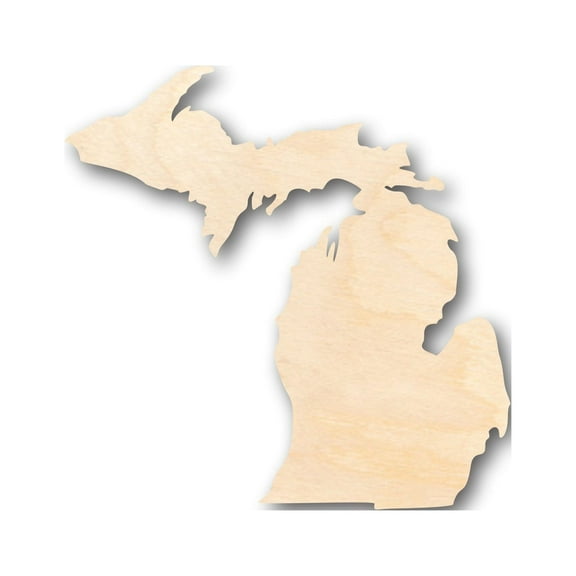 Unfinished Wood Michigan Connected Shape - Craft - up to 46" DIY 8" / 1/8"