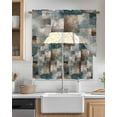 thumbnail image 2 of Blue Brown Geometric Swag Valance and Tier Curtains 24'' Length Set, Modern Ombre Abstract Art Light Filtering Kitchen Curtains, Tier Curtain Valances for Bathroom/Living Room/Bedroom/Café, 2 of 6