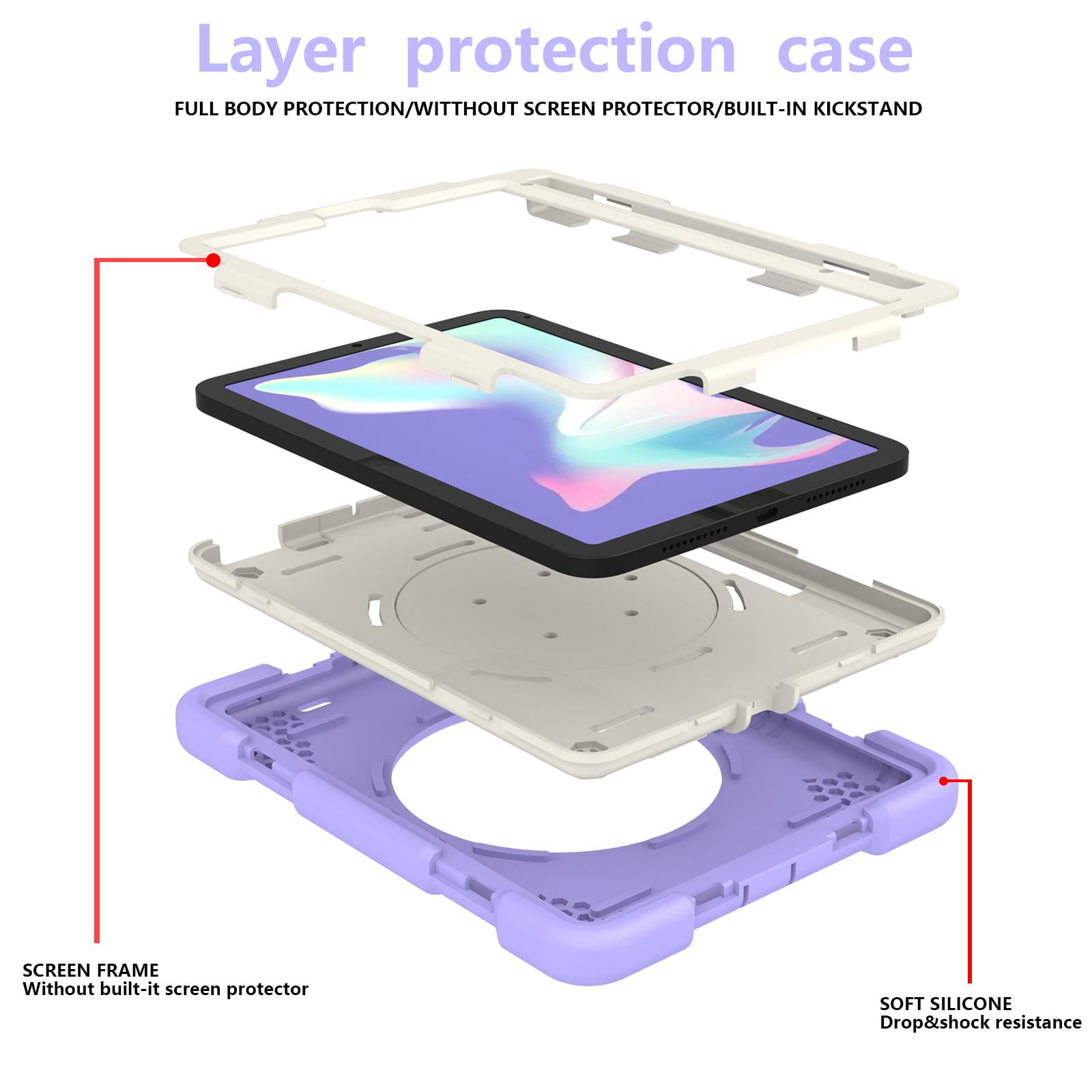 TECH CIRCLE Kids Case for Apple iPad mini 6th Gen 8.3-inch 2021 - Rugged Protective Handle Kickstand Shockproof Hybrid TPU PC Cover Shoulder Strap Pencil Holder Case for Apple iPad mini 6-Lightpurple