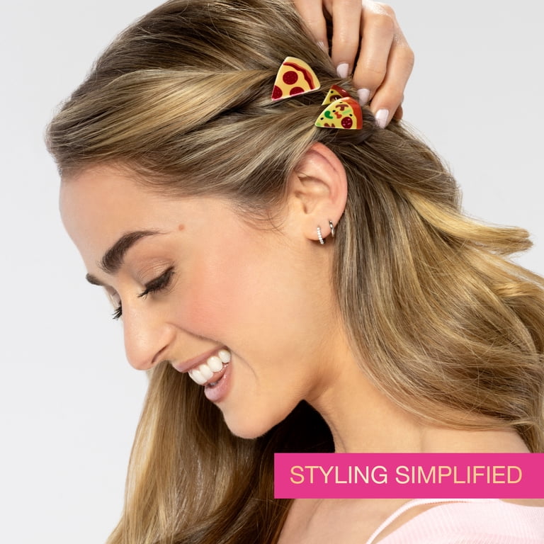 ブレマイ snapSpinナンジャタウン おなまえクリップ Scunci by Conair Pizza Party Claw Hair Clips, Multicolor, All Hair
