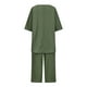 thumbnail image 5 of Camisas Para Mujer Trajes Casuales de 2 Piezas Mangas Tres Cuartos Tops de Lino Y Algodón Pantalones Cortos Ajustados Conjuntos de Cuello Redondo Odeerbi ODB124221, 5 of 8