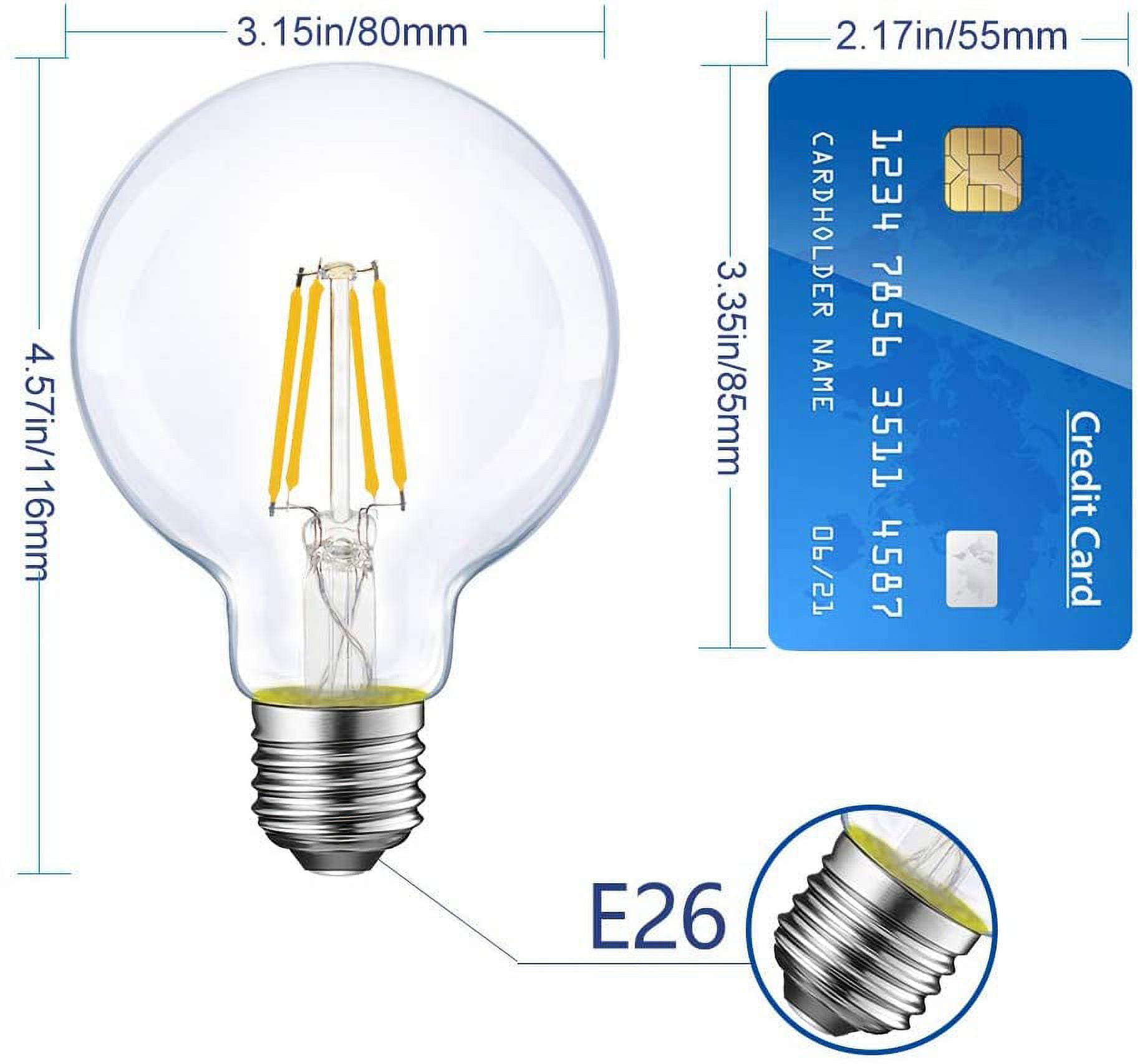 ENERGETIC Dimmable LED Globe Light Bulb, 5000K Daylight, 60 Watts Equivalent, Vanity Round Decorative Bulb, E26 Base,Perfect For Vanity Makeup Mirror,droplight,Floor lamp, UL Listed, 6 Pack