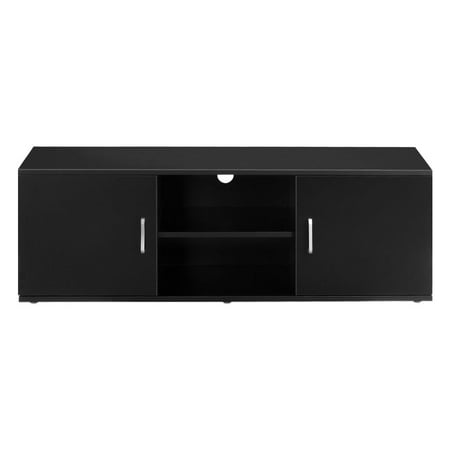Country Style Entertainment Units LANGRIA TV Stand with 2 Doors, 2-Tier Open Shelf and Ample Flat Surface, Contemporary Living Room Widescreen Storage System Unit for Living Room, Bedroom or Den (120x40x40cm), Black ()