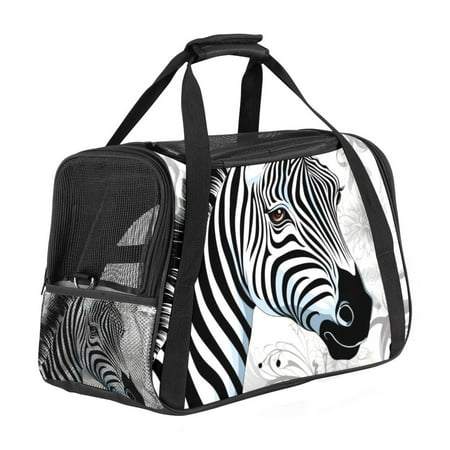 Zebra Premium Pet Carrier Bag - 900D Oxford Cloth  Sherpa Base  Nylon Webbing | Size: 17x10x11.8 in | Durable and Stylish Dog Travel Tote
