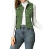 Allegra K Women's Washed Chest Flap Pockets Single Breasted Denim Vest Jacket