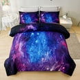 thumbnail image 4 of Psoiuetr Galaxy Comforter Set Outer Space Purple Starry Sky Night Pattern Bedding Set for Girls Boys Kids Teens Twin Size with 1 Comforter 2 Pillowcases, 4 of 4