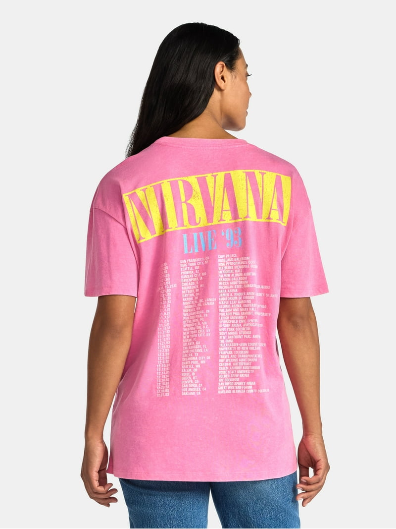 Nirvana Women's Front Back Graphic Band Tee with Short Sleeves