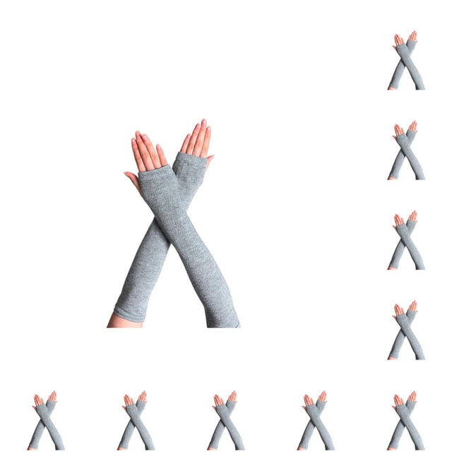 Bewildely 1 par de guantes sin dedos para niña, estilo simple, guantes de punto cómodos, artesanía de punto, cubiertas de brazo para niñas, gris claro 10piezas