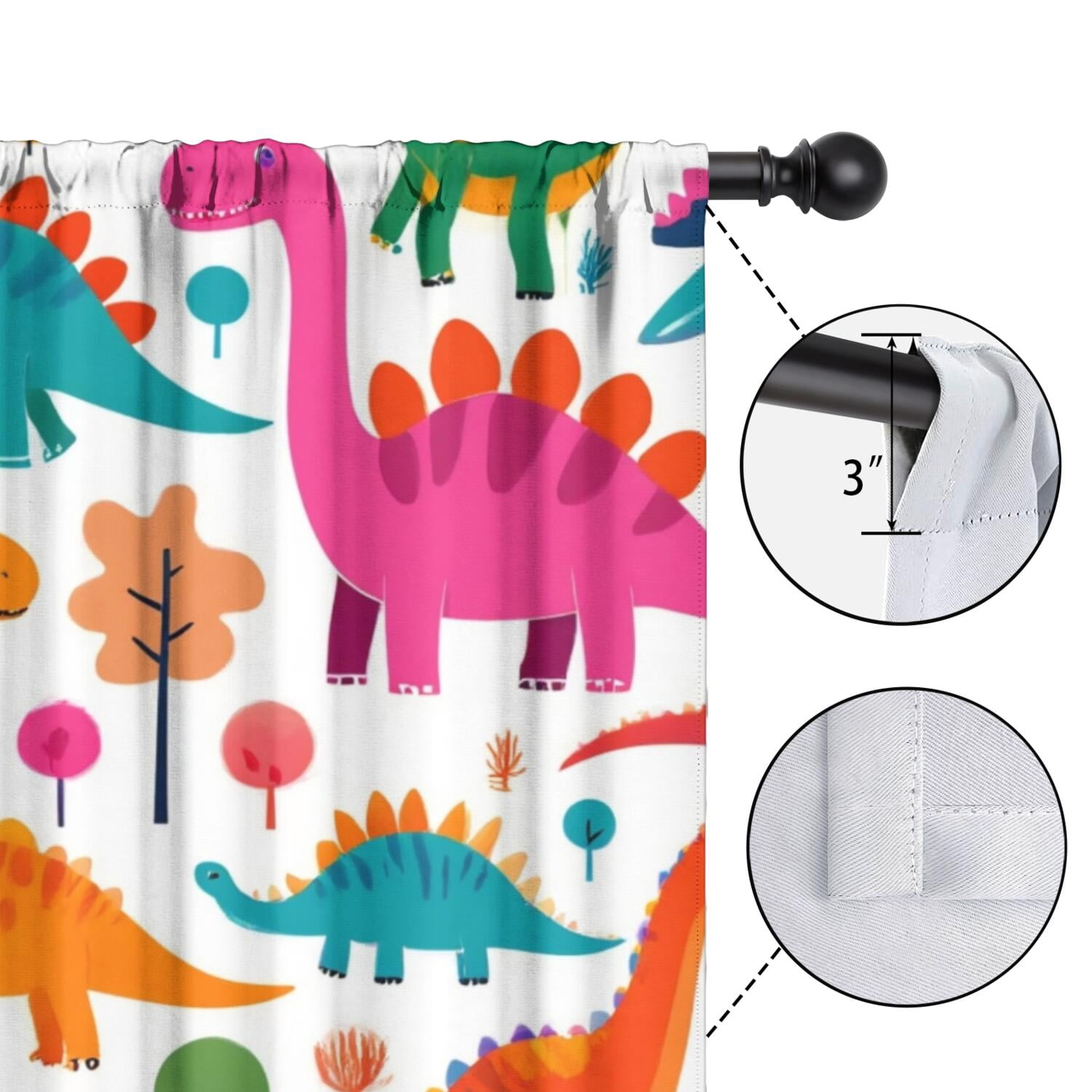 Blackout Kids Curtains,Cute Dinosaur Pattern Childrens Insulated Curtains Set Of 2,Bedroom Essentials,Toddler Room Decor 52x63in(132x160cm)