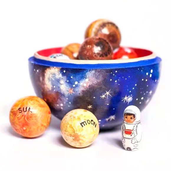 Wooden Planet System Educational - Hand-Crafted DIY Kit Planet Learning Game Toy