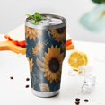 thumbnail image 3 of 30oz Blue Sunflower Golden Leaf Pattern Tumblers Stainless Steel Tumbler with Lid and Straw,Vacuum Insulated Double Wall Travel Tumbler Cups Mug with Cleaning Brush for Coffee,Tea, 3 of 7