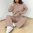thumbnail image 5 of HUJlwoi Women 2 Piece Outfits Fashion Open Front Jacket and Wide Leg Sweatpants Set Workout Sport Sweatsuit Sets Clothes, 5 of 7