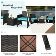 thumbnail image 5 of Costway 3PCS Patio Wicker Furniture Set Storage Table W/Protect Cover Turquoise, 5 of 10