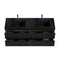 thumbnail image 5 of Grace 60-Inch Walnut Modern Wall-Mounted Bathroom Vanity with Matte Black Engineered Quartz Basin, Hidden Handle Drawers & Pre-Assembly, Easy Installation & Ample Storage for Contemporary Bathrooms, 5 of 9