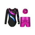 thumbnail image 2 of YONGHS Kids Girls Tumbling Biketard Gymnastics Dance Leotard with Shorts Hair Scrunchies Set Starry 10, 2 of 7