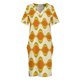 thumbnail image 4 of Retro Psychedelic Wavy Pattern in Orange Yellow Olive Loose Pocket Dress Party dresses for women Women's summer skirt, 4 of 7