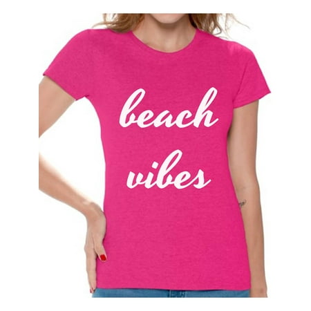 Awkward Styles Beach Vibes Shirt Women's Summer Vacation Tshirt Vacay Mode T-Shirt Beach Party Outfit Funny Summer Gifts for Her Vacation Shirts for Women On Vacation T-Shirt Beach Women's Tshirt