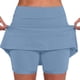 thumbnail image 1 of Falda pantalón de cintura media con bolsillos para mujer - Conjunto informal y deportivo de falda y pantalón corto, 1 of 6