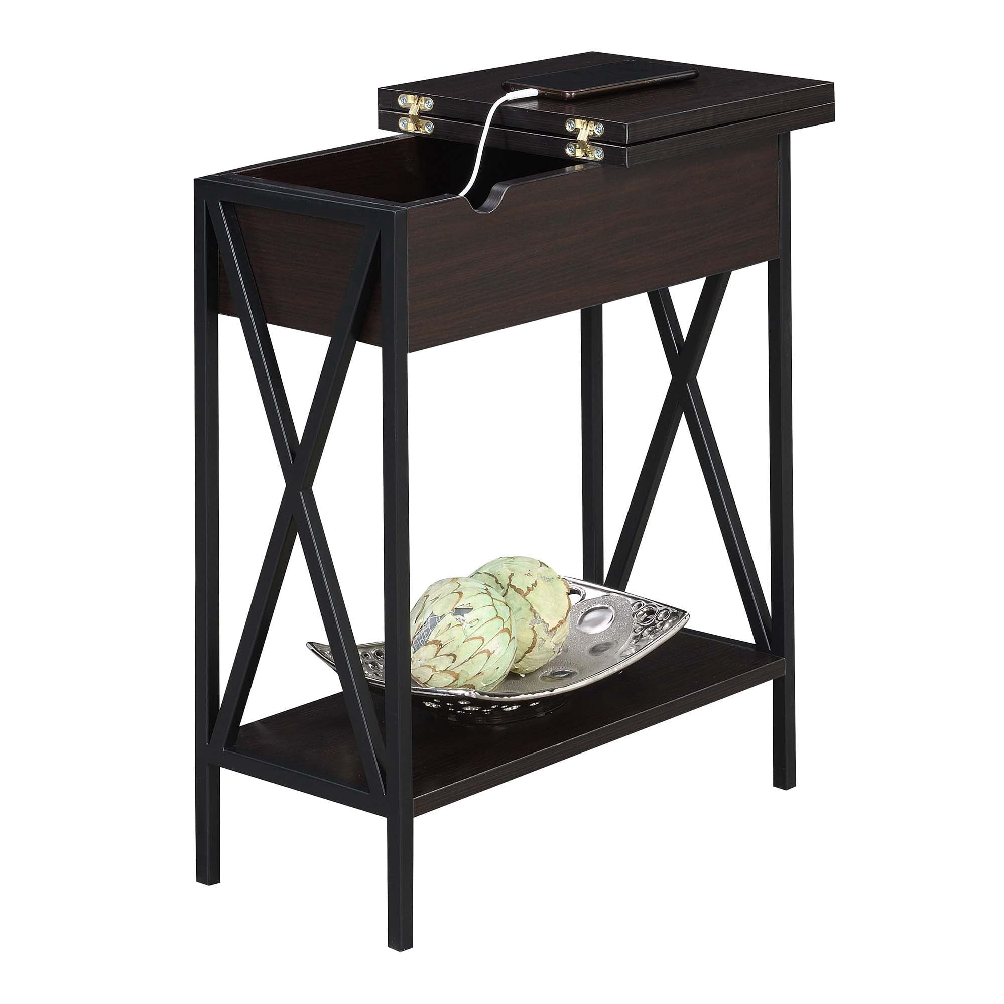 Convenience Concepts Tucson Flip Top End Table with Charging Station, Multiple Finishes
