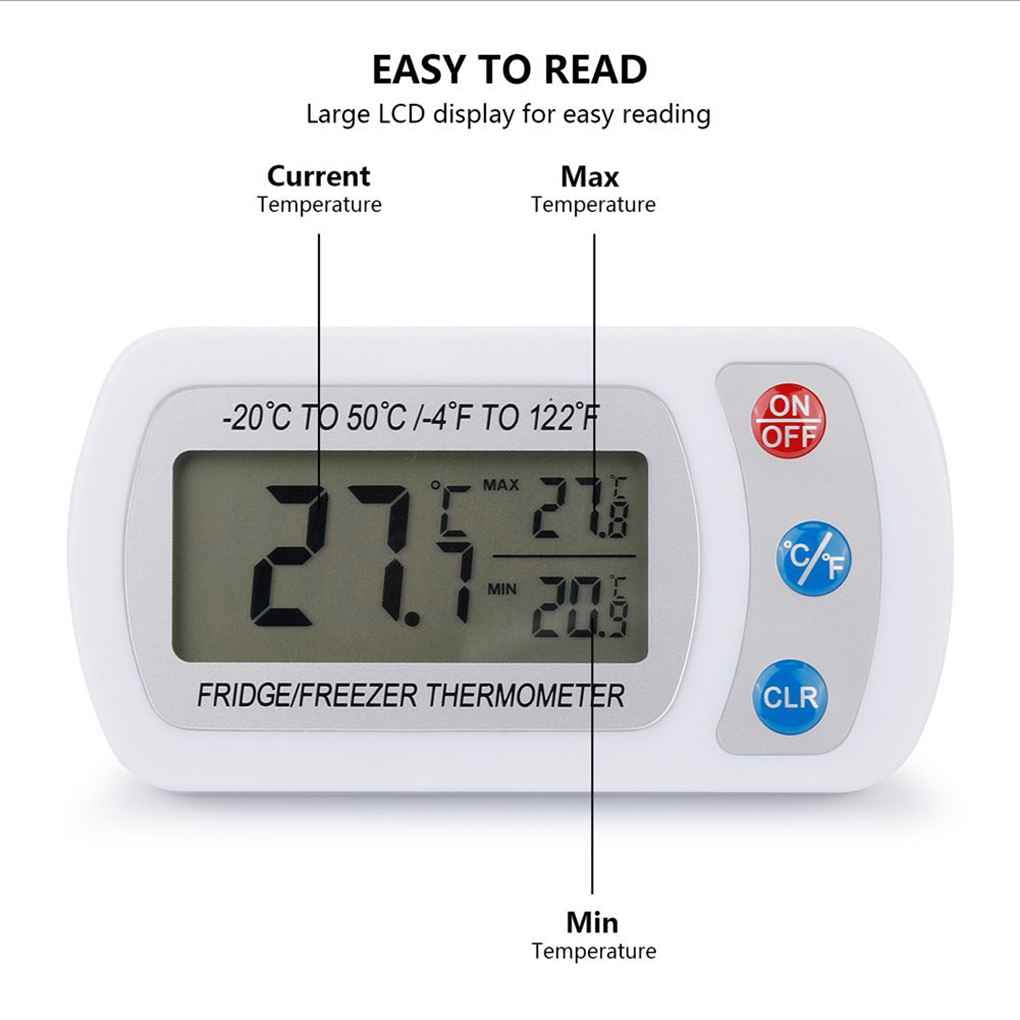 Digital Refrigerator Hanging Thermometer Waterproof Freezer Room