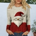 thumbnail image 4 of asdoklhq Long Sleeve Tops Christmas Christmas Women's Fashion Tees Casual Round Neck Loose T Shirt Long Sleeve Christmas Print Shirt Multicolor S, 4 of 6