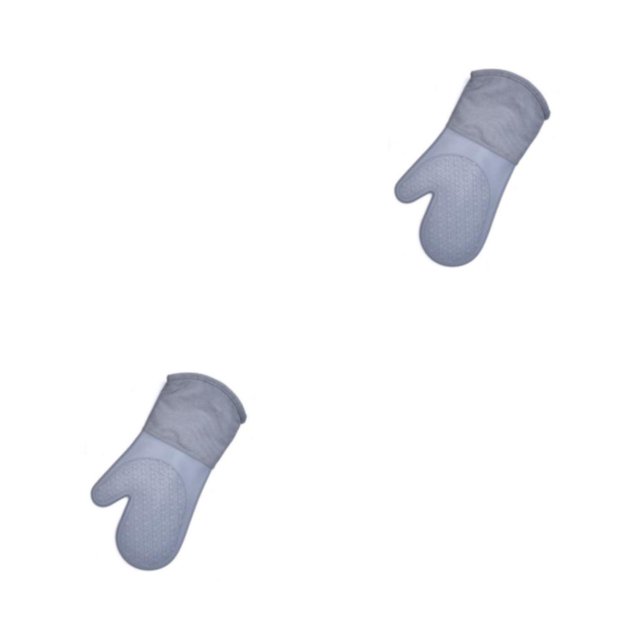 Bewildely Guantes aislantes de silicona para horno, manoplas para cocina, textura para parrilla de barbacoa, antideslizantes, para microondas, Gris 2piezas