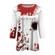 thumbnail image 4 of Camisa de manga larga con estampado de salpicaduras de sangre de Halloween para mujer, blusa informal con cuello redondo y gráfico para fiestas navideñas, 4 of 5