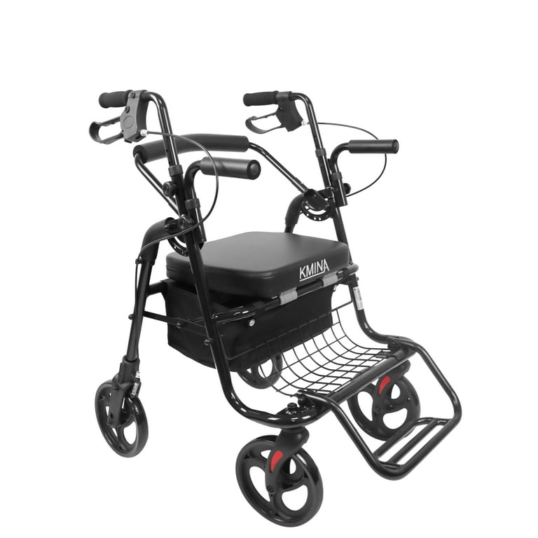 KMINA 2 in 1 Rollator Walker & Transport Chair, Foldable Aluminum