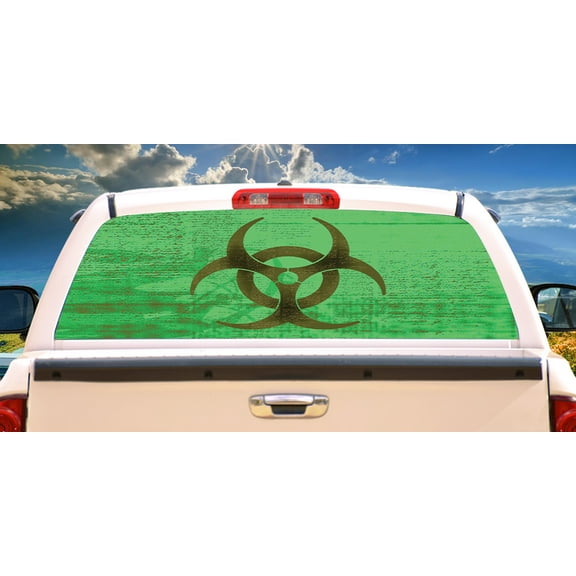 SignMission Biohazard Rear Window Graphic truck view thru vinyl decal HD Graphics Professional Grade Material Universal Fit for Full Size Trucks Weatherproof & Car Wash Safe Made In The