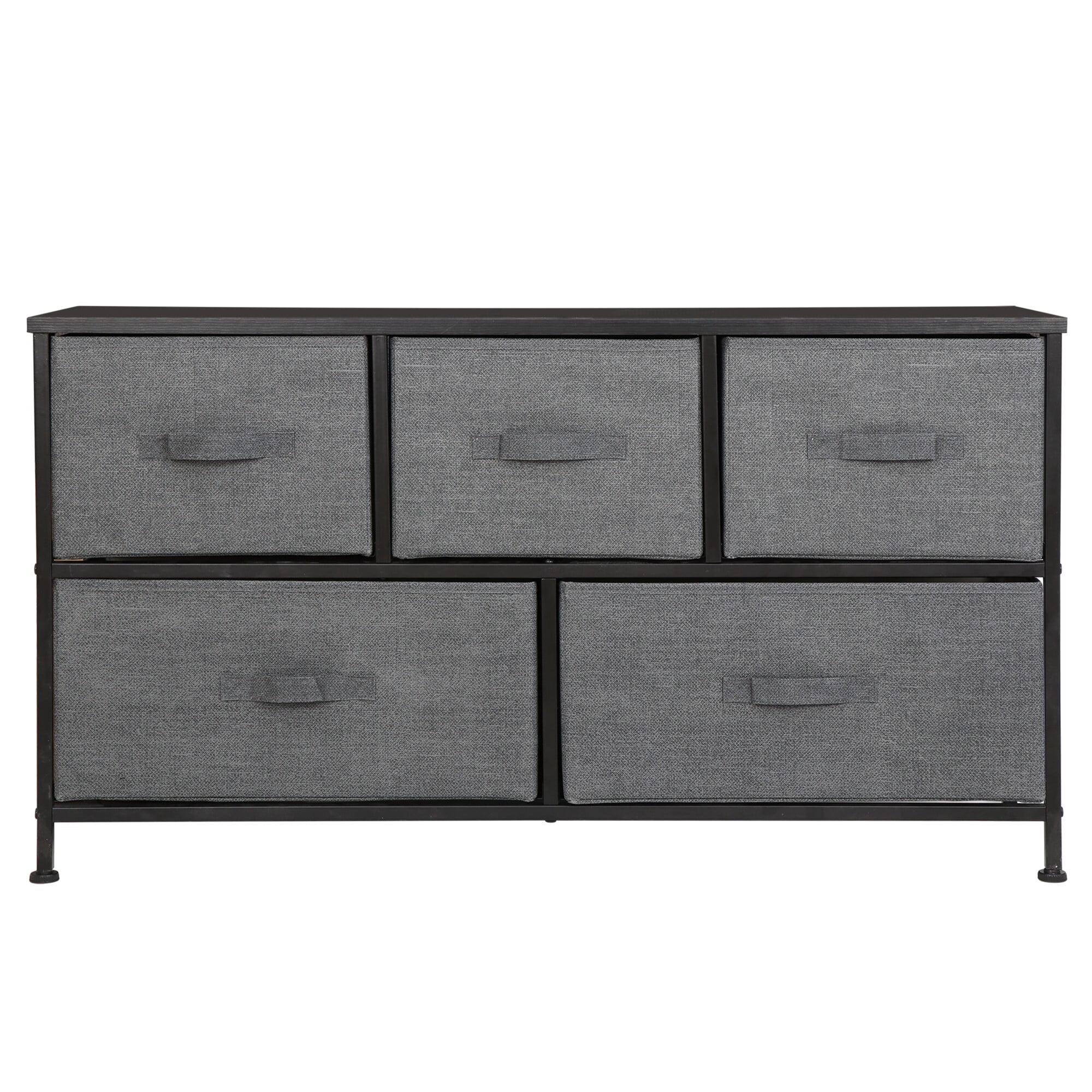 SuperDeal Simple 5 Drawers Dresser Chest of Drawers MDF Gray
