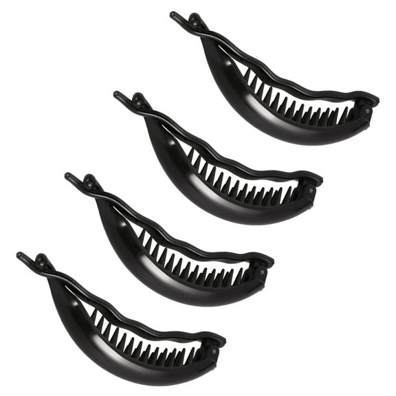 SEWCHICS Set of 4 Large Black Hair Clips with Barrette Style for Secure Hold and Comfortable All-Day Wear