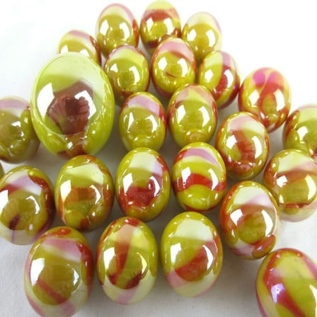 25 Glass Marbles Sun Iridescent Yellow/red Swirl Classic Style Game Pack (24 Player, 1 Shooter) Decor/Vase Filler/Aquarium