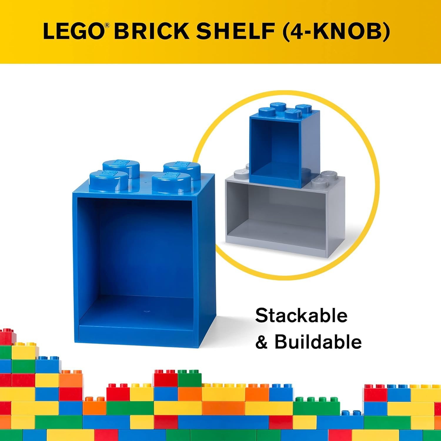 Room Copenhagen LEGO Brick Set with 4-Stud and 8-Stud Box Shelves, Blue