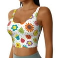 thumbnail image 2 of Sports Bras For Women Workout Tank Tops, Cartoon Flowers A Running Vest With Removable Cups, 2 of 2