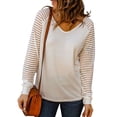 thumbnail image 3 of Camiseta Suelta Para Mujer, Cuello En V, Agradable A La Piel, Manga Larga, Lavado A Mano Para Uso Diario Para Exteriores ANGGREK Otros, 3 of 8