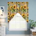 thumbnail image 6 of Swag Valance Curtains for Windows, Sunflower Farmhouse Light Filtering Kitchen Curtains with Rod Pocket, Summer Botanical Flowers Wooden Window Treatment Valances for Living Room, 36x45 - 2 PCS, 6 of 9