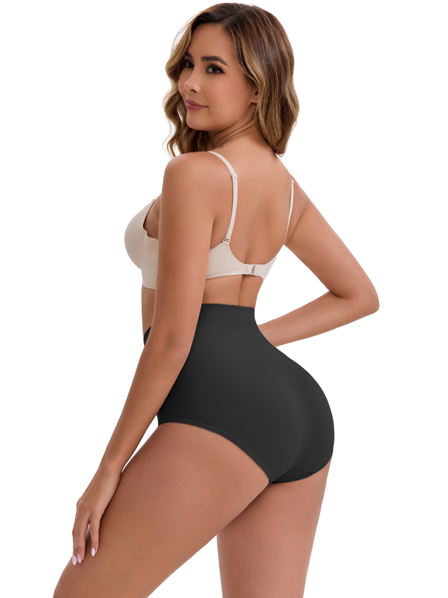 DARING DIVA Women's High-Waisted Butt Lifting Underwear 2 Pack Set S Black, Brown
