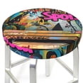 thumbnail image 3 of Haiem Graffiti Lamp Urban Scene Print Cushion Round Bar Chair Seat Cover Bar Chair Cushion Covers Elastic Washable Bar Chair Cover,Protects from Scratches and Stains-13 inch, 3 of 7