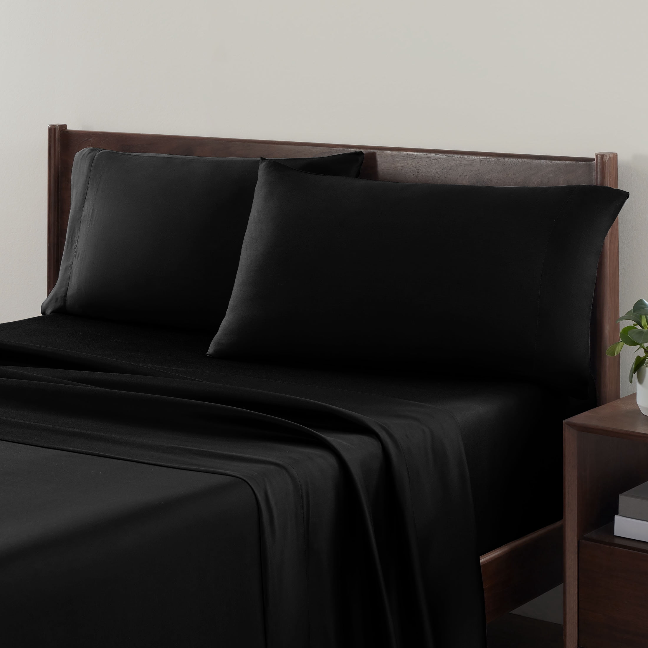 Allswell 4-Piece Soft & Silky Serenity 100% TENCEL™ Bed Sheets Set, Rich Black, Full