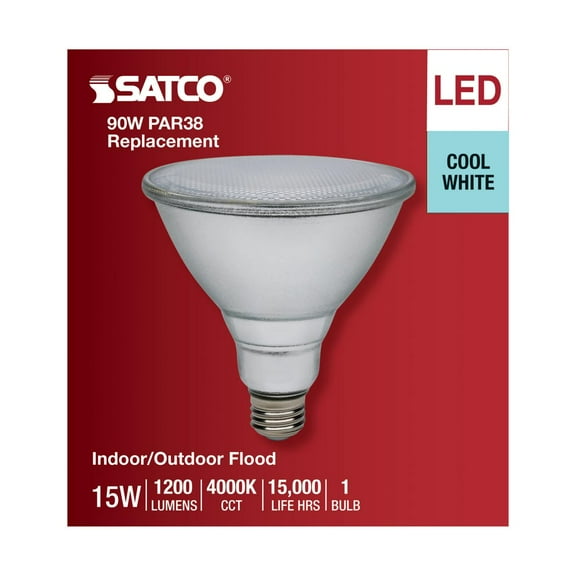 Satco S11487 PAR38 LED Reflector Light Bulbs 15W 4000K 1200L E26 Medium Base (6 Pack)