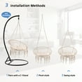 thumbnail image 2 of Macrame Hanging Swing Chairs, 330 Lbs Capacity Hammock Chair Macrame Swing with Cushion and Hardware Kit, Swing Hammock Chair for Bedroom, Garden, Deck, 2 of 7