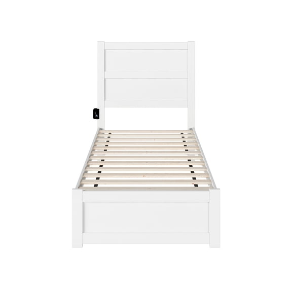AFI NoHo Solid Wood Twin Bed with Footboard in White