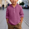 thumbnail image 2 of Bobifish Toddler Boys Shirts Button Down Hooded Long Sleeve Breathable Tee Tops Lapel Neck Solid Color Beach Casual Daily Wear Pullover Tops,Size 4-5Y, 2 of 4