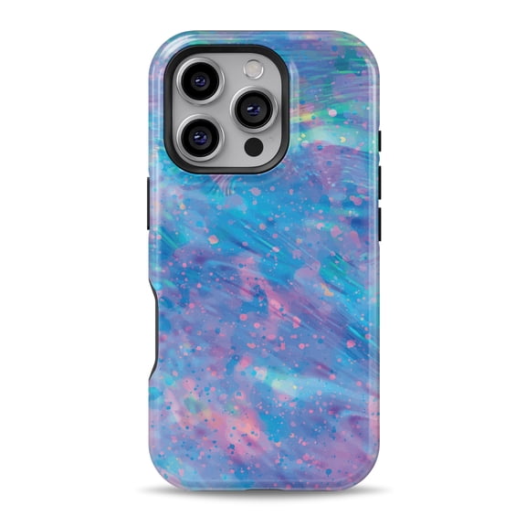 DesignSkinz Scratch-Resistant Hard Slim Case Compatible with iPhone 16 (Compatible with MagSafe) - Pink & Blue Color Splatter